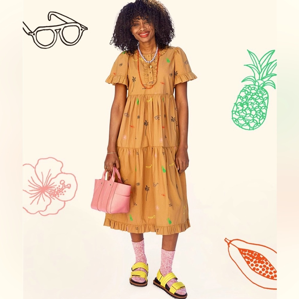 Clare V Martine Dress NWT - Color Camel Paradise Print